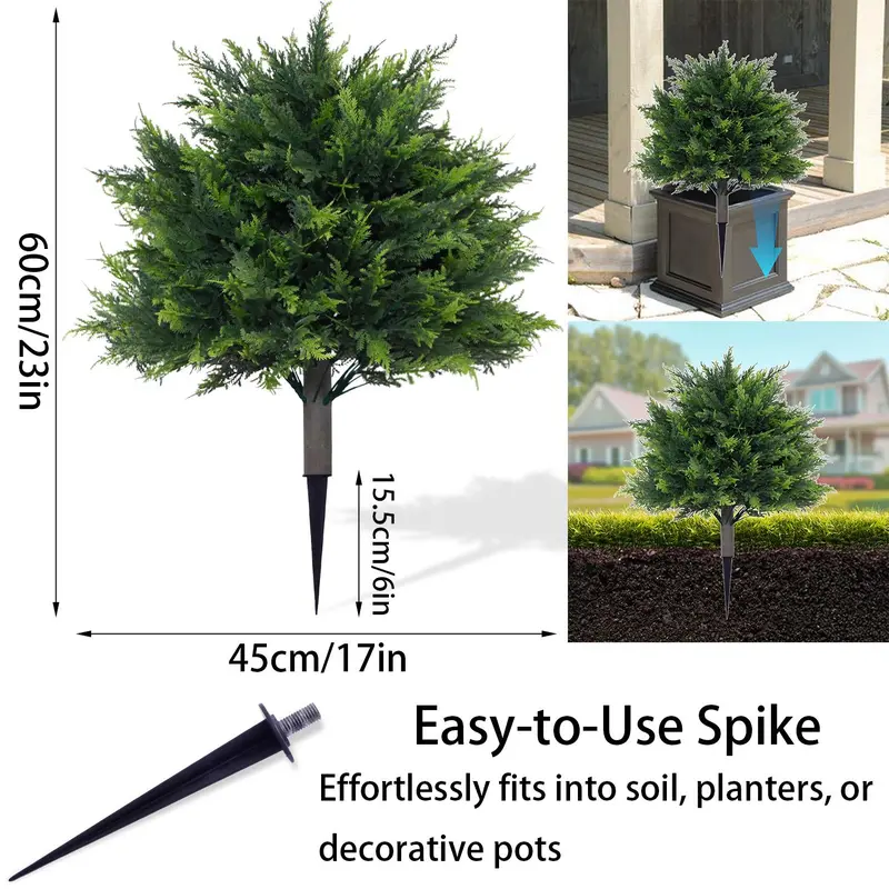 Artificial Pine Tree with Ground Spikes, 1 Count Fake Green Plant, Decorative Plant for Indoor Outdoor Garden Home Decoration【No Pot】 1