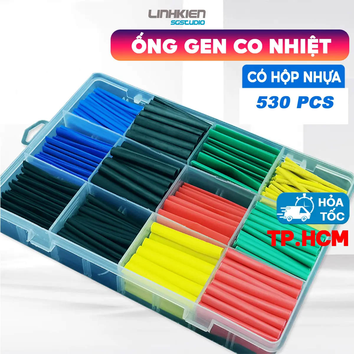 530 Chiếc ống co nhiệt gen cách điện chất liệu polyolefin, có đóng hộp 8 kích thước