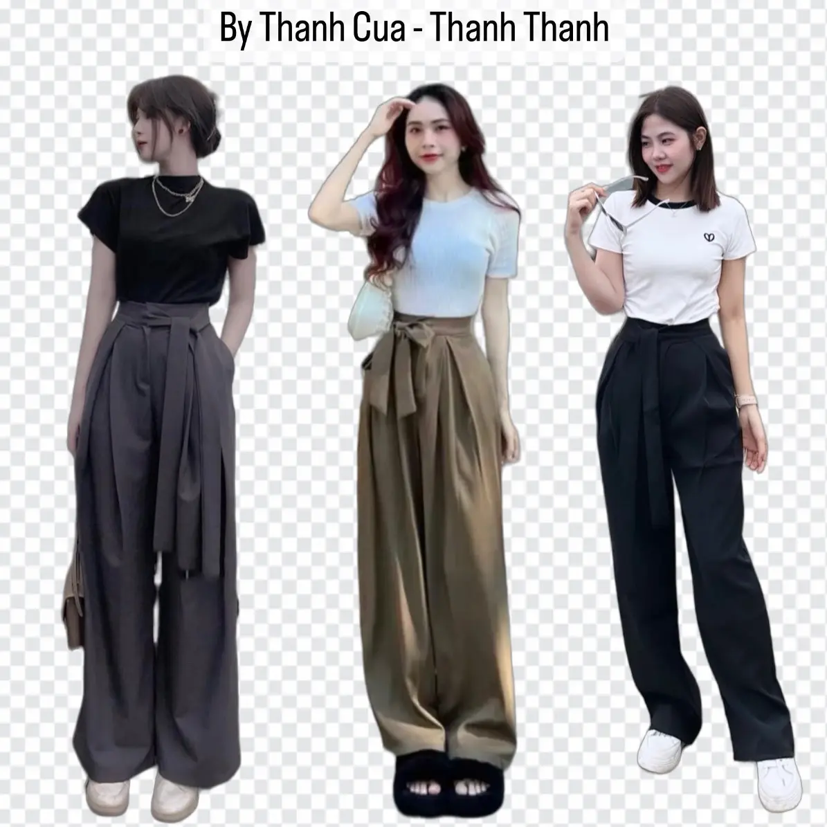 Quần vải xuông thắt nơ chất Gold hàn cạp cao siêu hách dáng Nữ Pants