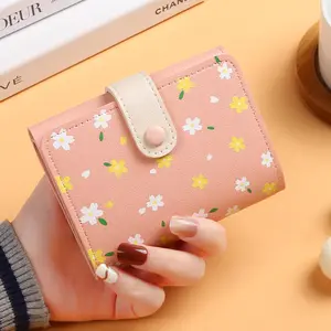 Dompet Wanita Korean Style Flower Button Clip Kualitas Premium