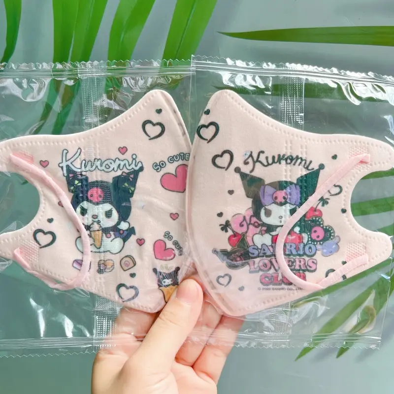 (Kuromi) 2 Size Bé Từ 0-25kg [Túi 10Cái Và Combo 50 Cái] Khẩu Trang 3D Hoạ Tiết Kuromi In Hình Dễ Thương 2 Size Cho Bé (Từ 0-25Kg) Vải Lụa Mềm Mịn 4