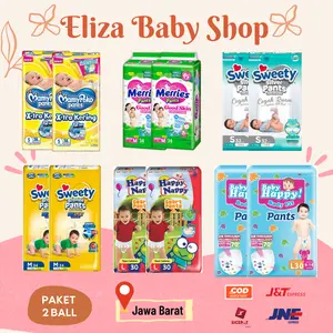 Popok Bayi "PAKET 2 BALL" - Mamy Poko / Sweety Silver/ Merries / Baby Happy / Happy Nappy - KARAWANG JAWA BARAT Popok Sekali Pakai