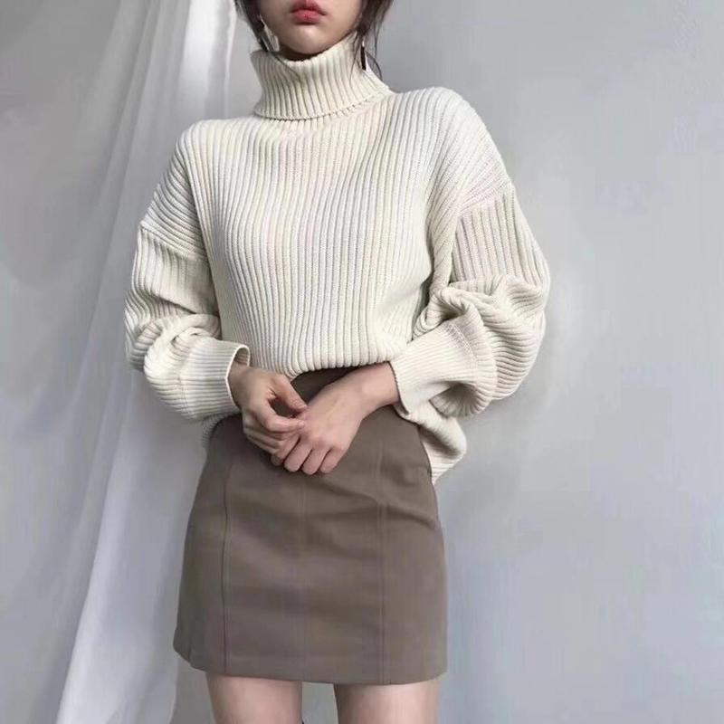 Hàng Sẵn_ Áo len Hàn quốc dáng dài cổ lọ phong cách dịu dàng nữ tính Hadu shop Women Top 5