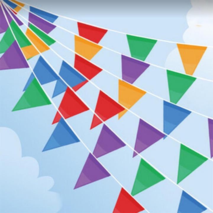 Cờ Dây Tam Giác Dây Trang Trí Cờ Đuôi Nheo 28 Lá Làm Bằng Vải Đẹp Trang Trí Tết, Lễ Hội, Ngoài Trời