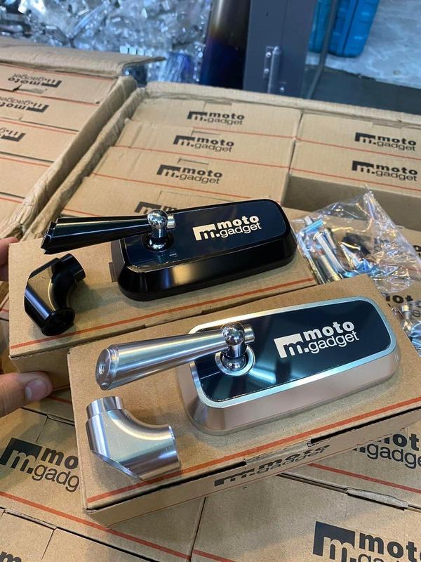 Gương Xe Máy Kính Chiếu Hậu Moto Gadget Vuông Loại 1 Nhôm CNC Chân Ngắn Mặt Kính Xanh lắp  SH, SH mode, Vario, Winner X.....