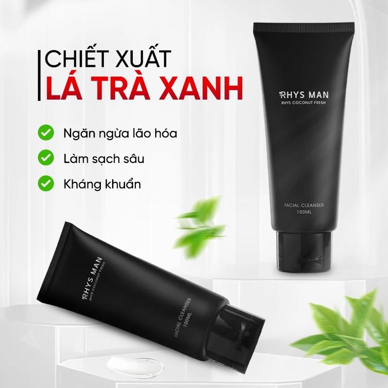 Product Introduction of Sữa rửa mặt nam RHYS MAN Rhys Coconut Fresh hương dừa thơm mát 100ml 1