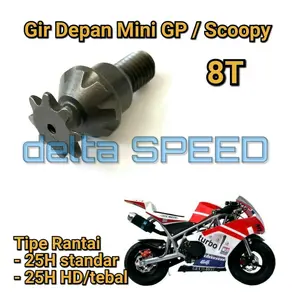 Front Gear - Gir Depan 8T Motor Mini 50cc Mini GP Scoopy