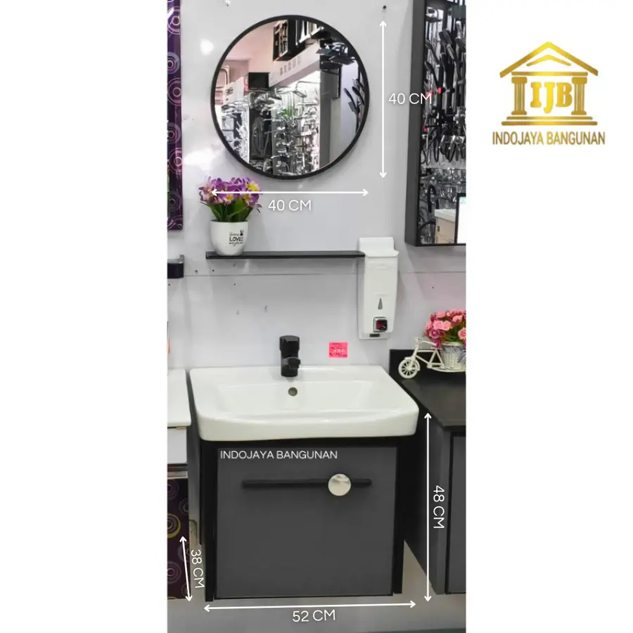 Kabinet Wastafel Set Modern Minimalis Kamar Mandi Putih Hitam Abu Abu