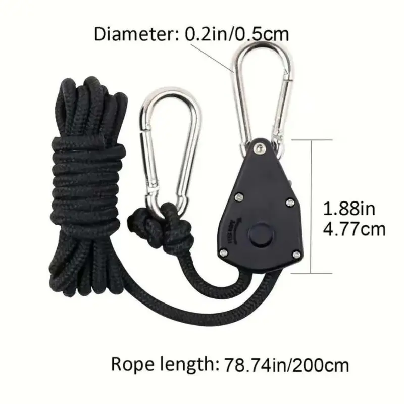 Camping Wind Rope Pulley Tie Downs with Carabiners, 4 Counts Durable Nylon Rope, Ideal for Securing Tents, Canopies & Tarps, Camping Essentials 1