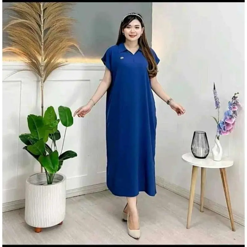 Daster aletha Model kekinian kerah kemeja bahan cinkle airflow LD120 cm PB120 cm 4