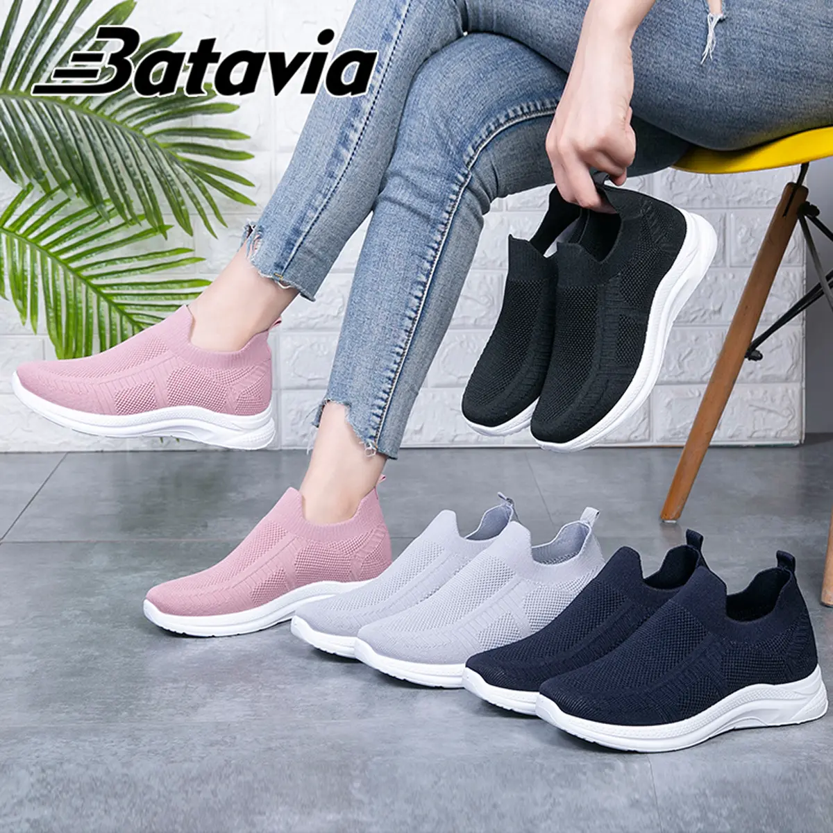 [Produk Lokal] Sepatu Rajut Wanita P3 Slip On
