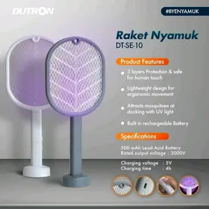 Raket Nyamuk Berdiri Stand UV Light with Dock 2 in 1