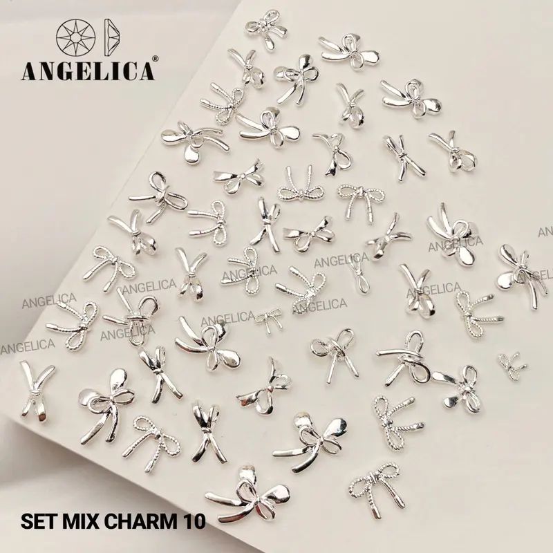 Sét 50 charm đá nail kim loại ánh vàng, ánh bạc trang trí móng làm nail Nữ Women 4