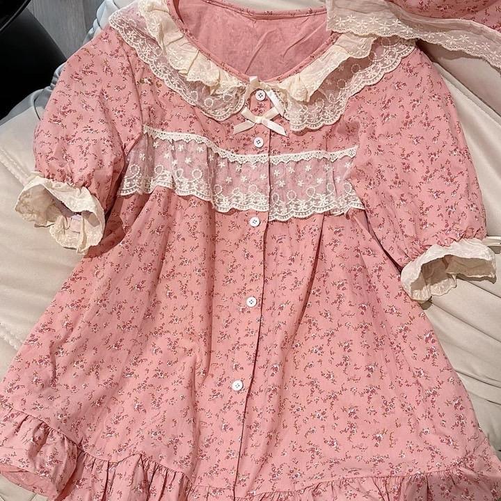 E-6027 bộ ngủ nữ hoa nhí babydoll hàng Qc cao cấp chất thô mềm nhà én.sleepwear 2
