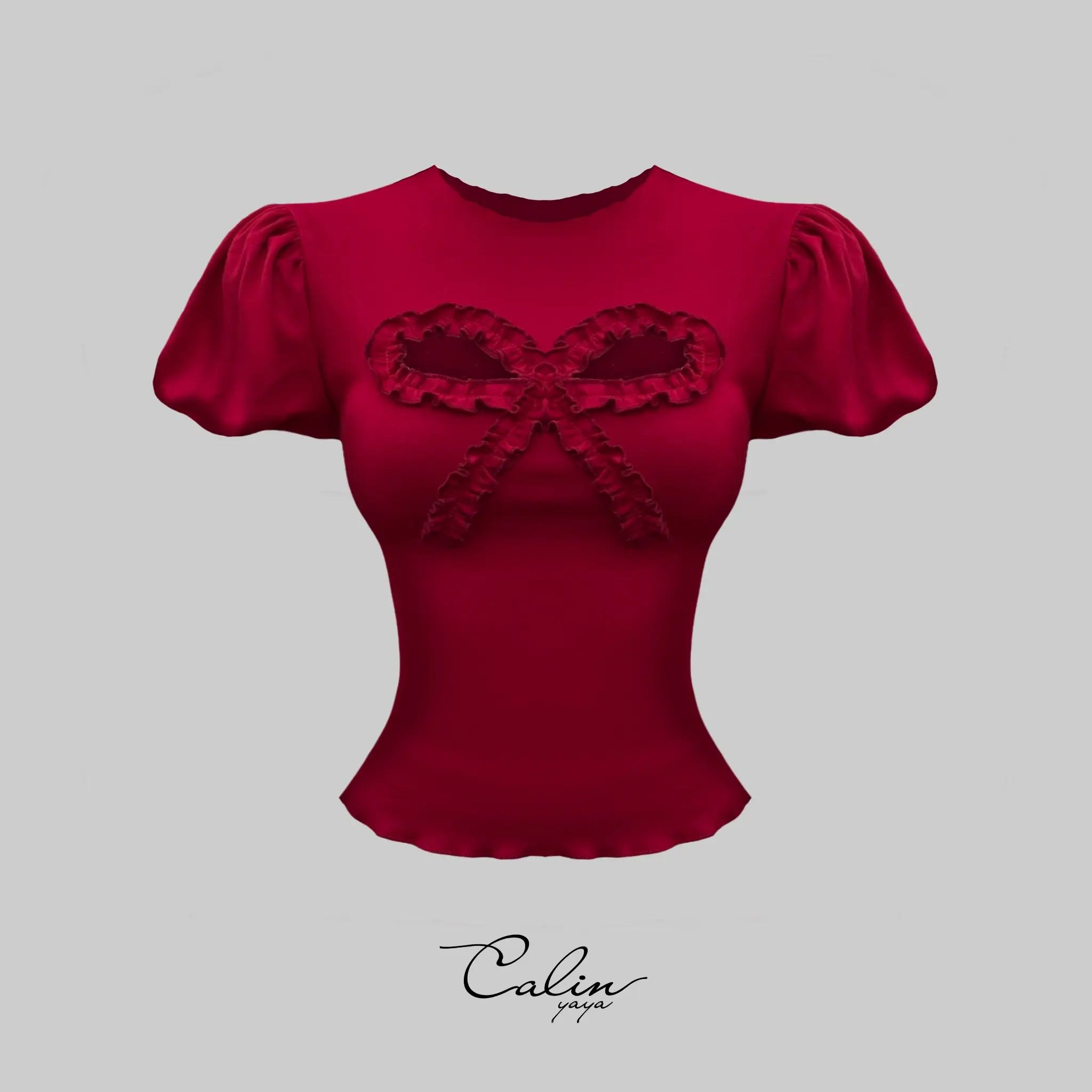 Ivy Top - Áo Thun Tay Phồng Thiết Kế Khoét Nơ Tinh Tế Dễ Thương Che Bắp Tay Phom Ôm body