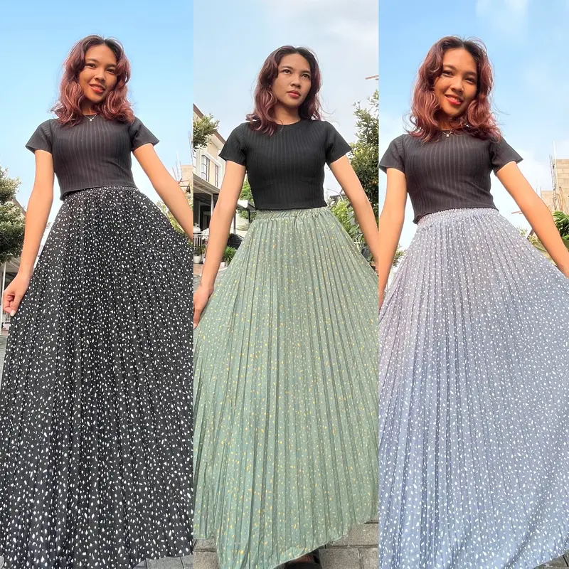 Syahnaz Plisket - Mayung Motif Bercak Abstrak - Hyget Premium - Rok wanita Karet Panjang Bawahan 8