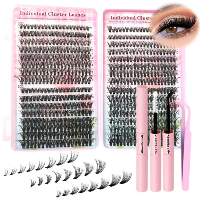 Individual False Eyelashes Kit, 1 Box Mixed Length & Styles Natural Look Eyelash Extensions, Self Grafting Curl Eyelashes, Eye Makeup Enhancement Tool, Eyelashes Kit Set, Valentine's Day Gift