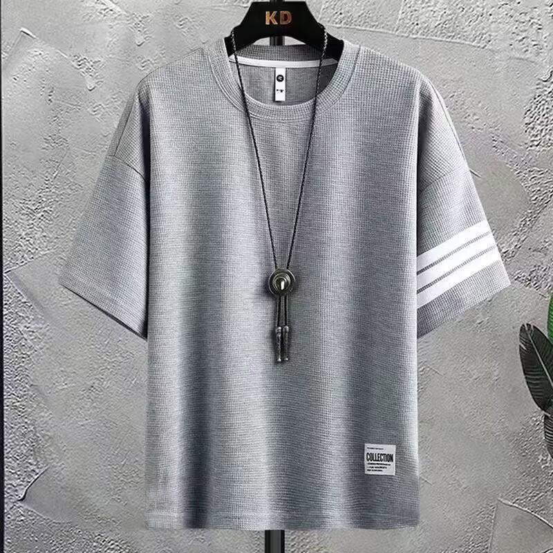 Product Introduction of Men's Summer Short Sleeve T-Shirt & Shorts Set - Casual Waffle Knit Outfit |   Trendy Sporty 2-Piece Lounge Wear |   Lightweight Comfort Clothes 7