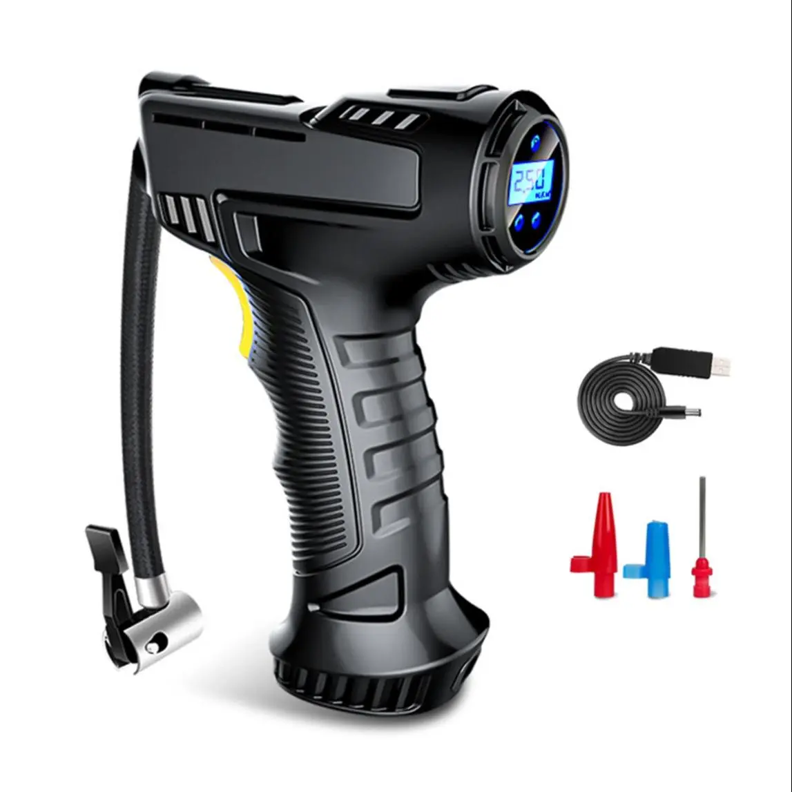 Portable Car Air Pump, Wireless/Wired Car Air Pump with Digital Display, LED Light Smart Outdoor Emergency Inflation Pump, Car Accessories