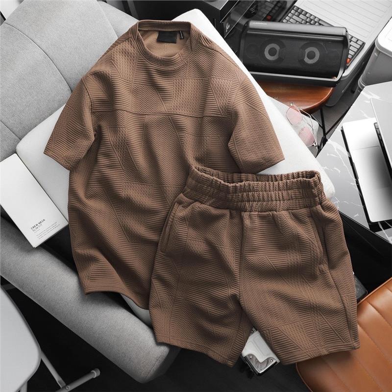 （Men's products） Đồ Bộ Quần áo Thể Thao Nam nữ mùa hè cộc tay mặc ở nhà Chất Xốp VÂN TRƠN cao cấp không nhăn thoáng mát Sogeum 1
