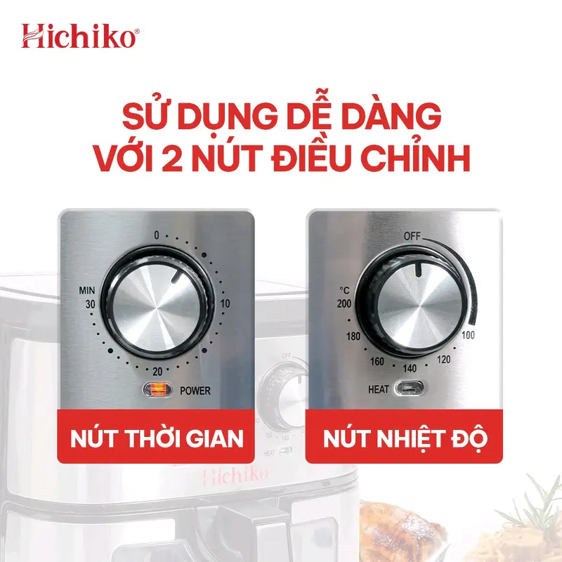 Nồi chiên không dầu Hichiko HC-975B dung tích 10L, nướng vừa con gà 3kg 7