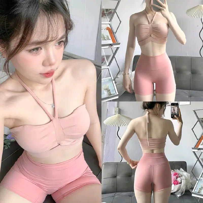 Áo Bra Quây Cúp Cột Dây Cổ Cánh Bướm Thể Thao Tập Gym Yoga Aerobics - Quyến Rũ - Nâng Ngực Có Đệm Mút Chất Mềm Mịn Co Giãn Hàng VNXK Cup 7