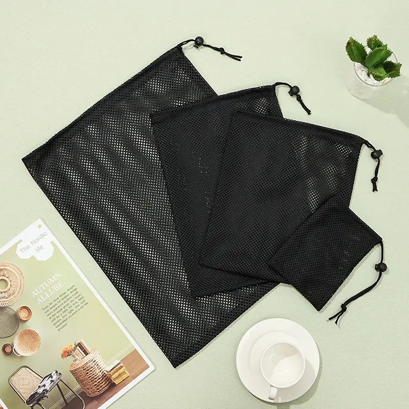 Túi Dây Rút Lưới, Đen Trắng, Bền, Túi Đựng Đồ, Đa Năng, Thích Hợp Cho Gia Đình, Du Lịch Và Hoạt Động Ngoài Trời, Túi Giặt, Bao Đựng Đồ 4