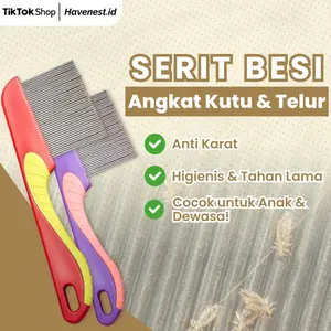 Sisir Gagang Besi Serit Kutu Ketombe anti rontok Rapat Serit besi panjang warna warni anti patah