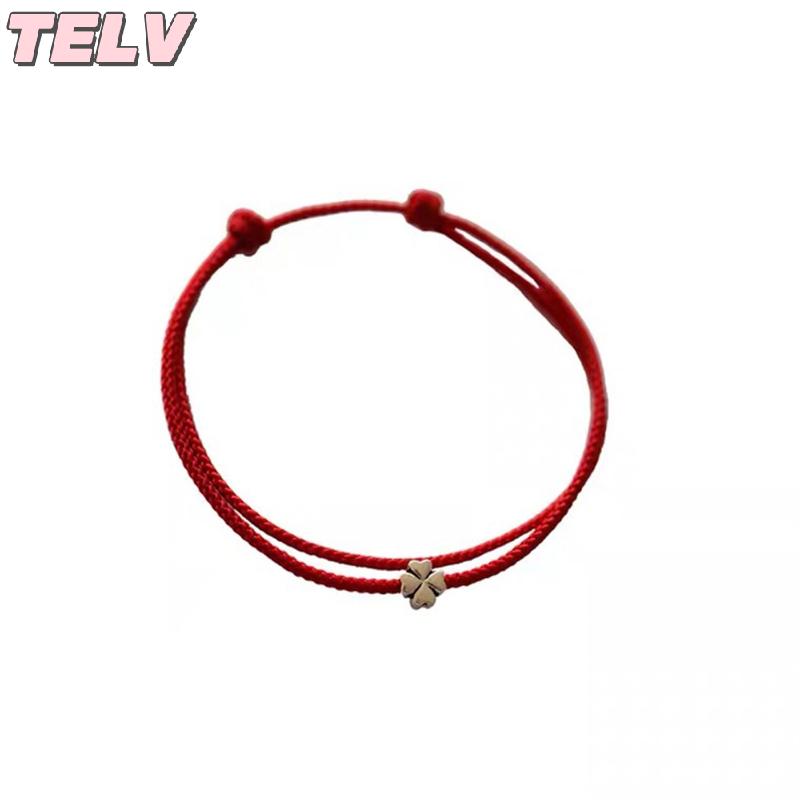 Product Introduction of TELV Four-leaf Clover Mini String Bracelet Lucky Red Handmade Rope Charm Bracelet 3