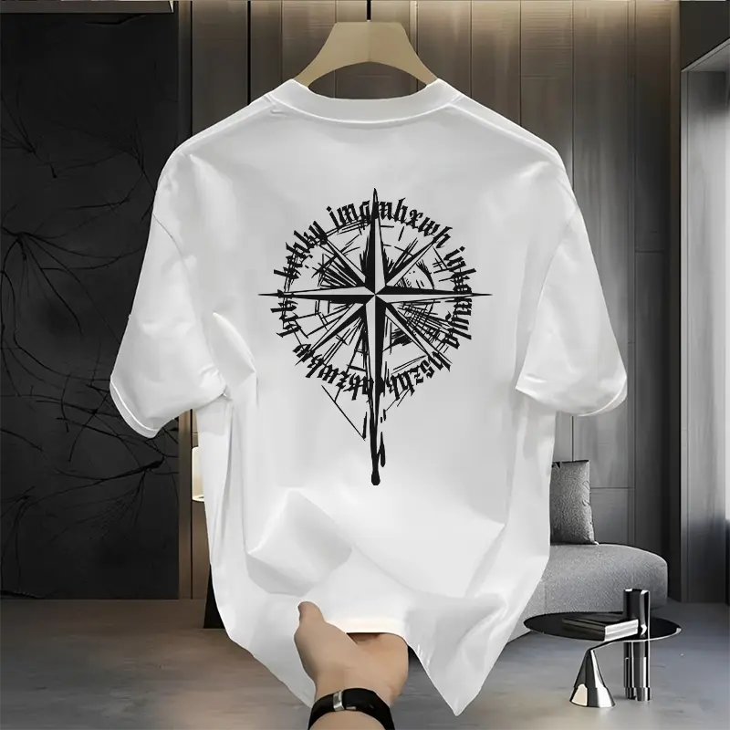 Fashion Men's Short Sleeve T-Shirt Vintage Alphabet Print Top
