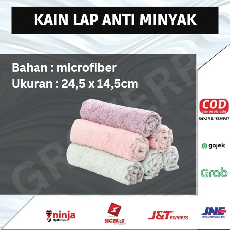 Kain Lap Anti Minyak Microfiber Serbet Dapur Bahan Coral Fleece Micro Fiber 2 Sisi Serbaguna Serap Air Anti Bau Daya Serap Super Lap Bersih Kotor Lap Cuci Piring Meja Kompor Lantai 4