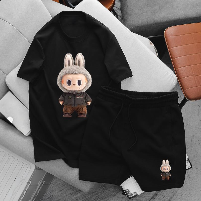 Bộ Đồ Nam Nữ Họa Tiết LABUBU Đen Mềm Mại Thoải Mái Mát Mẻ Áo Menswear Quần xxl đenbbwy Polo Shirt Ngắn Tay Có Cổ