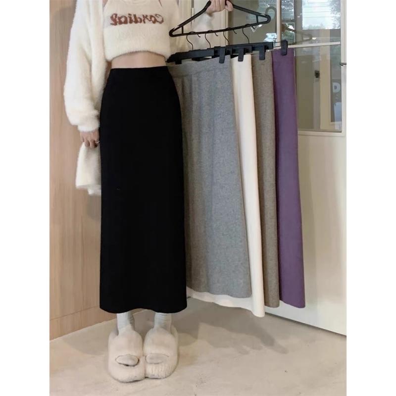 Chân váy len lông thỏ ôm xẻ sau len dày dặn