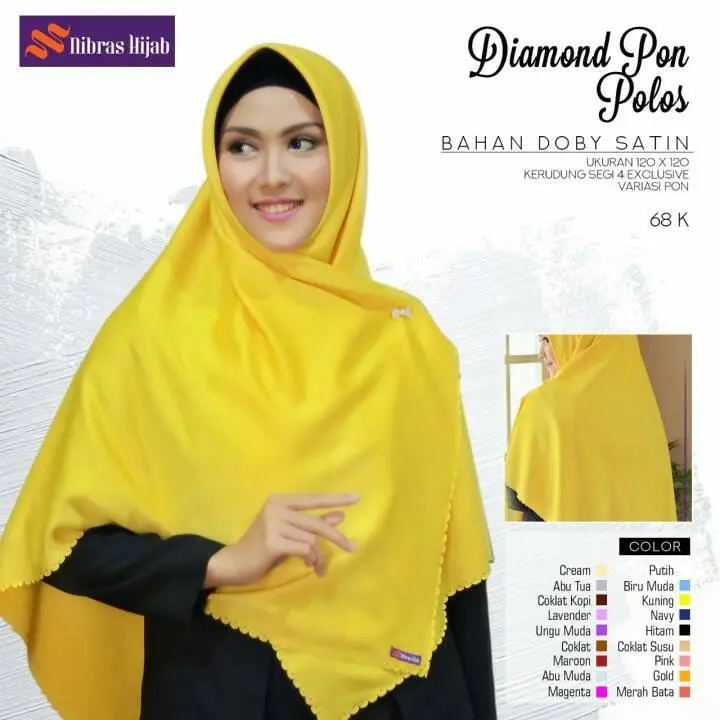 JILBAB SEGIEMPAT DIAMOND PON POLOS SIZE 120*120 BY NIBRAS