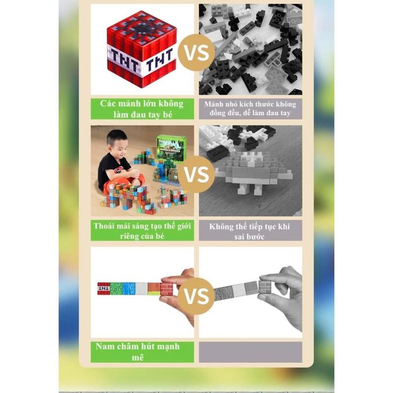 Bộ đồ chơi xếp gạch Khối Nam Châm Minecraft DIY khối xây dựng- đồ chơi giáo dục trẻ em 3
