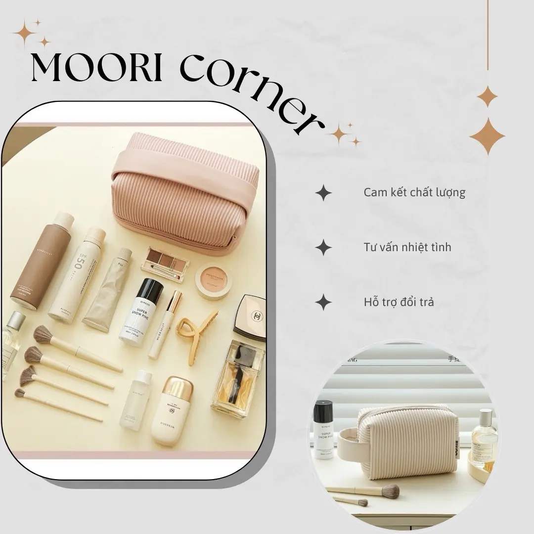 Túi đựng mỹ phẩm da PU 2 tầng chống thấm nước tiện lợi khi đi du lịch - Phụ kiện Moori  Da PU Bag