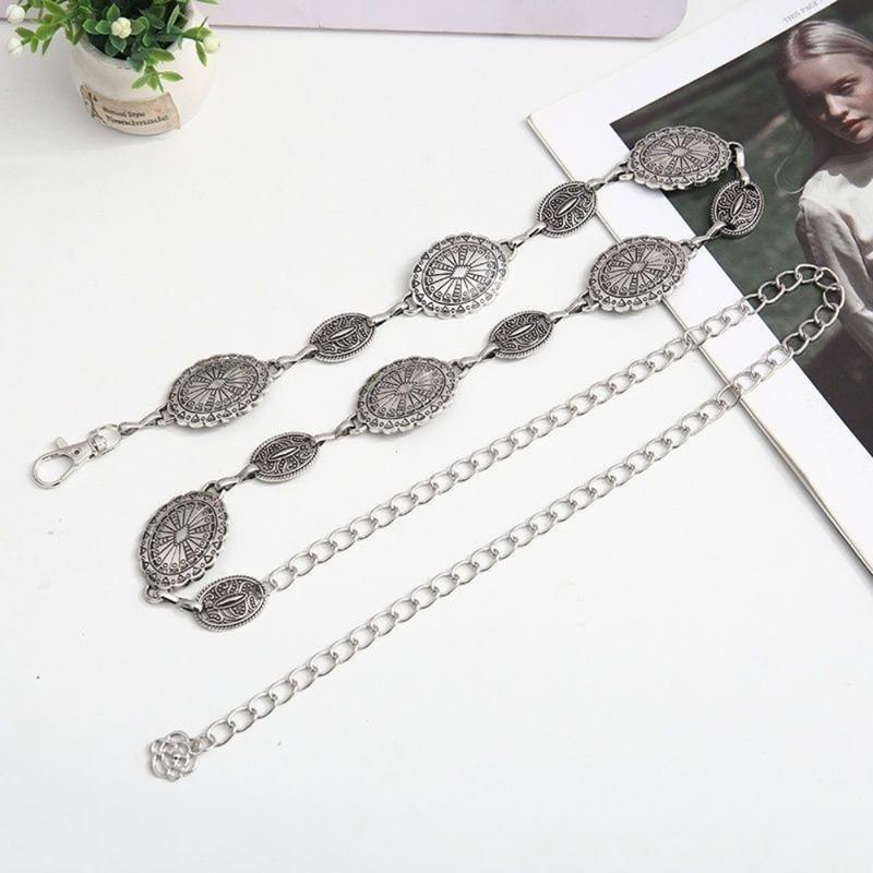 Product Introduction of Fashion Belly Chain Bohemian Waist Chains Oval Ethnic Style Dress Belt Chains Metal Tassel Body Chain Girl 13