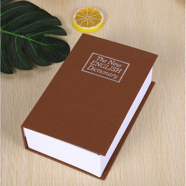 Két sắt mini hình quyển sách từ điển 2 lớp 18cm 12cm Ống Tiết Kiệm Đựng Tiền Ống Heo