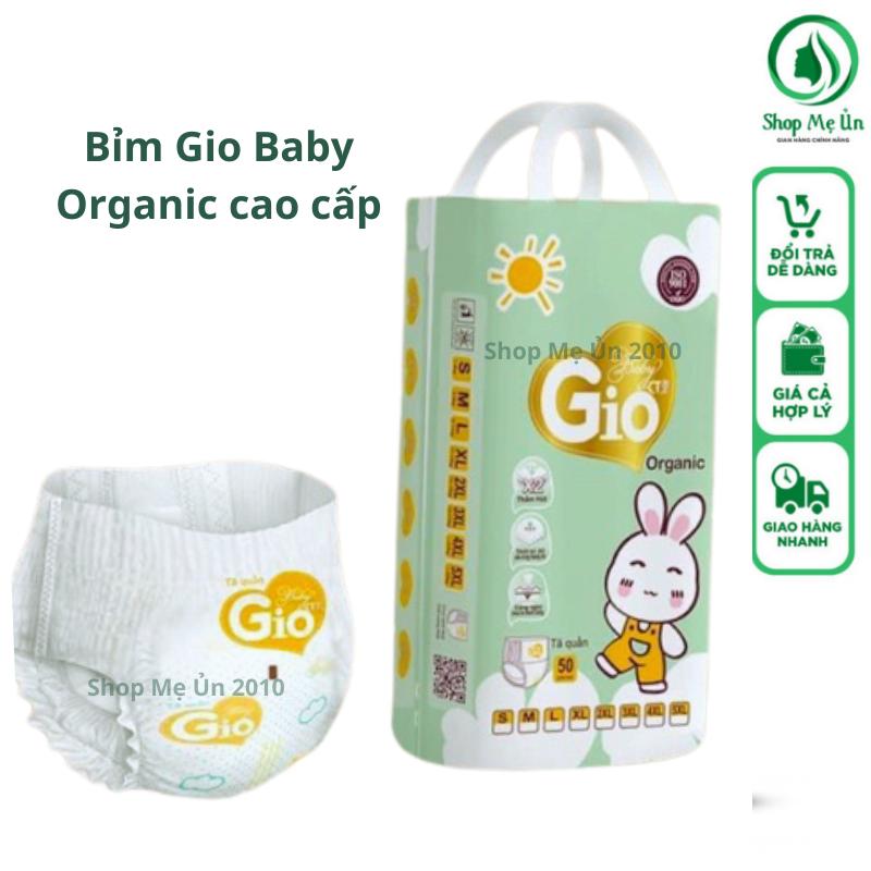 HÀNG LOẠI 1 100 Bỉm Quần Baby Gio Oganic cao cấp đủ size M tới 4XL từ 5-27kg Sợi thiên nhiên lưng thun co giãn chống hăm mềm mại thấm hút tốt không bông xù vón cục