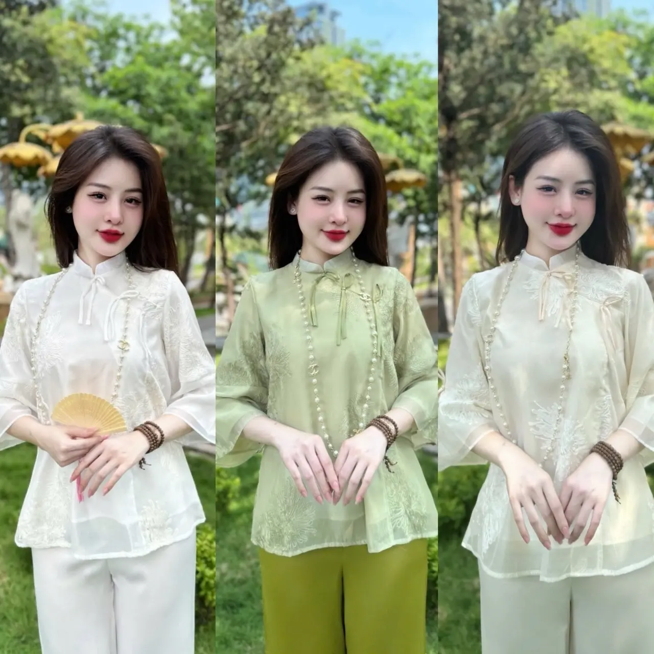 Set Bộ Pháp Phục Tơ Thêu Hoa Quỳnh,đồ lam đi chùa