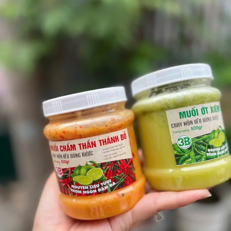 2 Hũ muối Chấm Ớt Xanh và Ớt Đỏ Muối chấm thần thánh 2