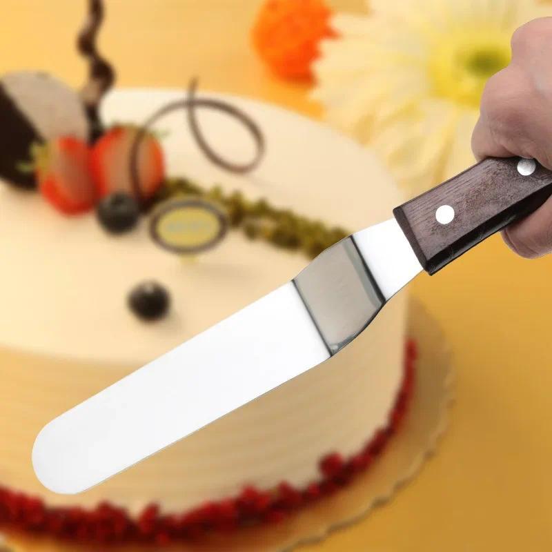 Product Introduction of Stainless Steel Spatula with Wood Handle 4 6 8 10 Inch Spatula Cake Decorating Tools Cream Knife for Cake Butter Smoother Icing 6