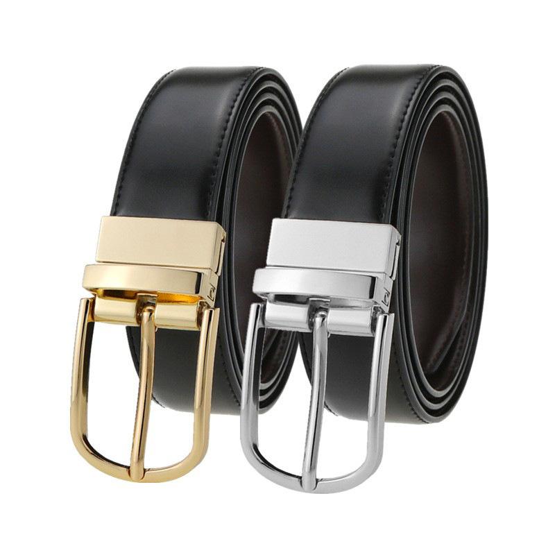 Bộ Thắt Lưng Da Bò 2 Mặt Khóa Xoay Cao Cấp Không Rỉ thắt  lưng  nam  cao  cấp thắt  lưng  nam  bản  nhỏ dây  nịt  dqtv