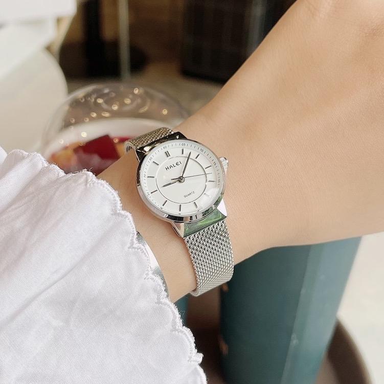 Đồng hồ nữ  Đeo Tay halei555 chống nước dây lưới lụa thép không gỉ sang trọng trẻ trung chống nước tốt ( TẶNG KÈM HỘP VÀ PIN ) Women Watch