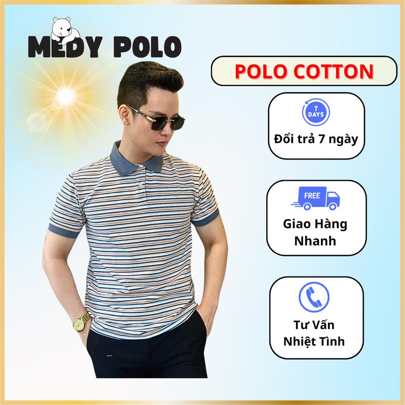 Áo Thun Polo Cotton Nam ( mã AP42) Phối Sọc Ngang Nhiều Màu, Dày Dặn, Thấm Hút Tốt, Co giản 4 chiều, Thời Trang, Năng Động, Menswear Top Có Cổ Ngắn Tay Sọc Kẻ Shirt Tay Ngắn Cộc Tay