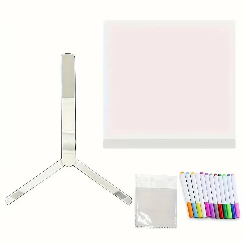 LED Note Board with 12 Color Pens, USB Powered Message Writing Board, Graffiti Board with Light & Bracket, Dry Erase Drawing Board for Home Room Decoration 6