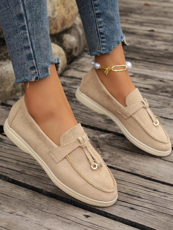 Women's Fashionable Solid Color Knot Design Slip-on Loafers, Elegant Lightweight Flat Loafers for Daily Life, Casual Comfortable Breathable Imitation Suede Shoes 8