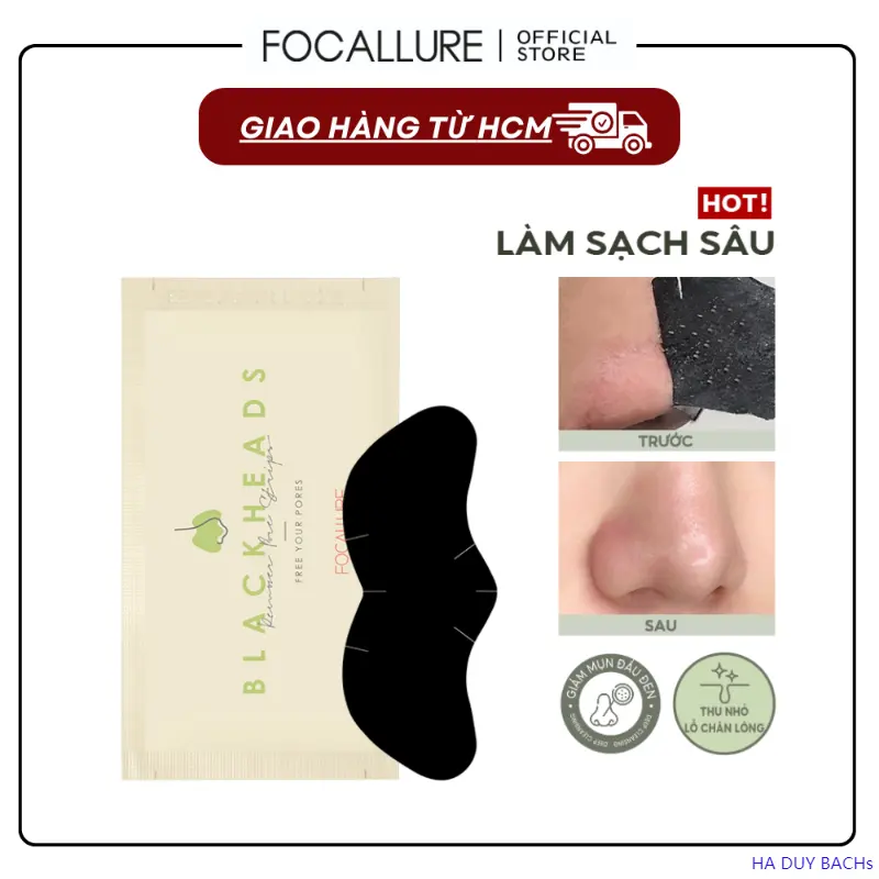 HA DUY BACHs FOCALLURE Miếng dán mũi lột mụn đầu đen làm sạch sâu 2.2g