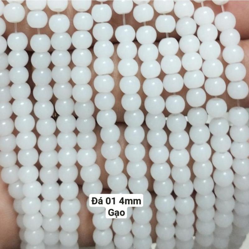 25g Đá 4mm giả ngọc có lỗ xỏ làm vòng tay vòng cổ (DA01) 4