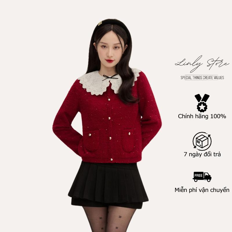 Áo khoác dạ tweed dáng lửng phối kim tuyến, áo dạ kiểu nữ tiểu thư Linly store A-AK2